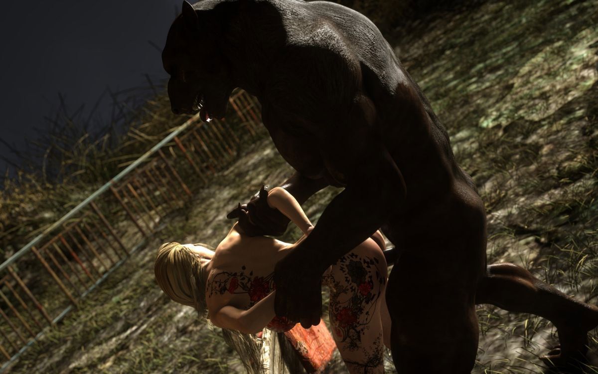 Big black wolf bones girl with his throbbing dick - Werewolf in love