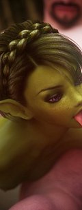 Lustful green orc with a human dick - Goblin lover